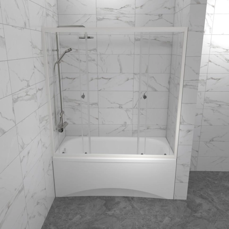 Шторка для ванны Ультра 150х146 см, раздвижная, белый, Щ0000065750