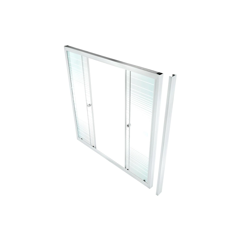 Шторка для ванны 150х146 см, раздвижная, 2 двери, стекло-полосы, белый, Щ0000025981