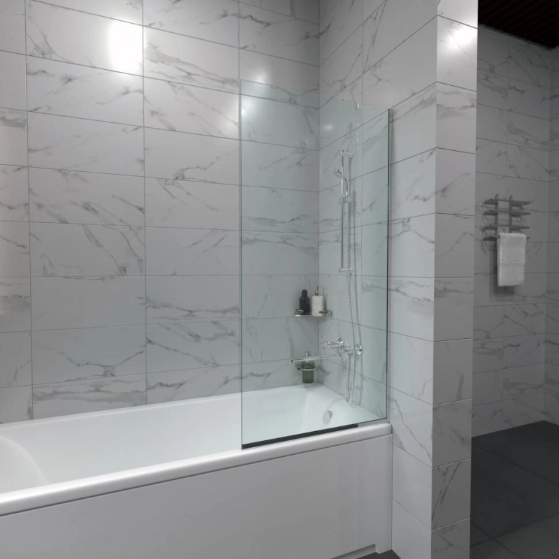 Шторка для ванны Статик 70х140 см, прозрачное стекло, хром, Щ0000067404