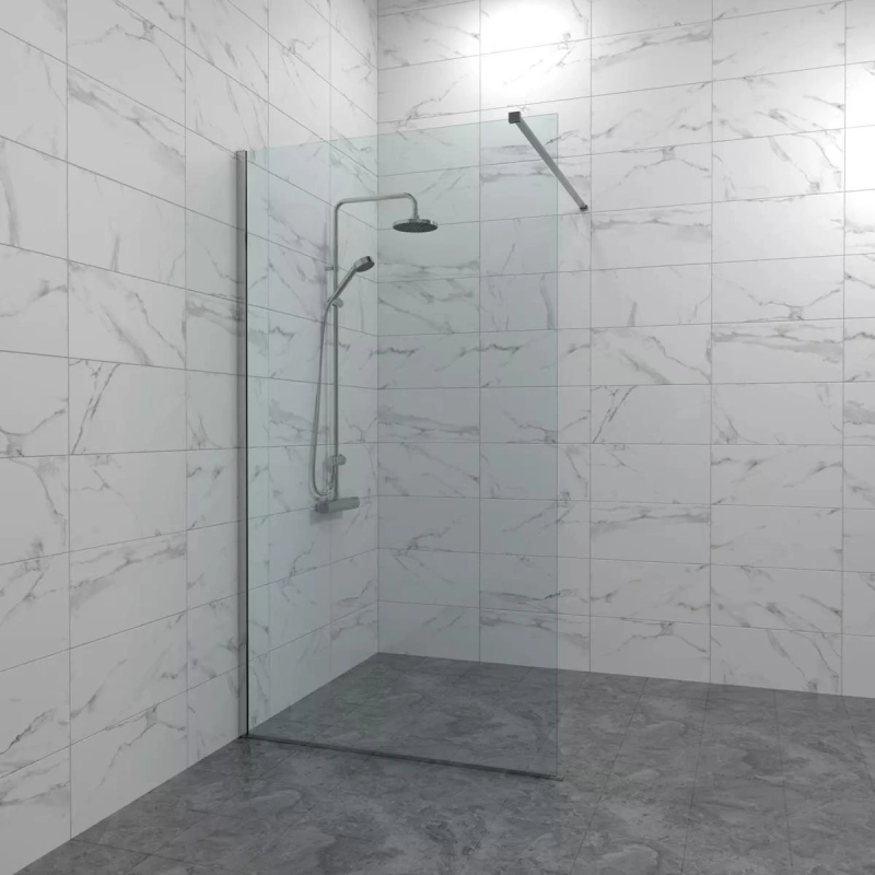 Душевая перегородка Плано 80х200 см, прозрачное стекло, б/поддона, хром, Щ0000072403