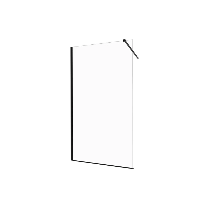 Душевая перегородка Плано 80х200 см, прозрачное стекло, б/поддона, черный, Щ0000072405