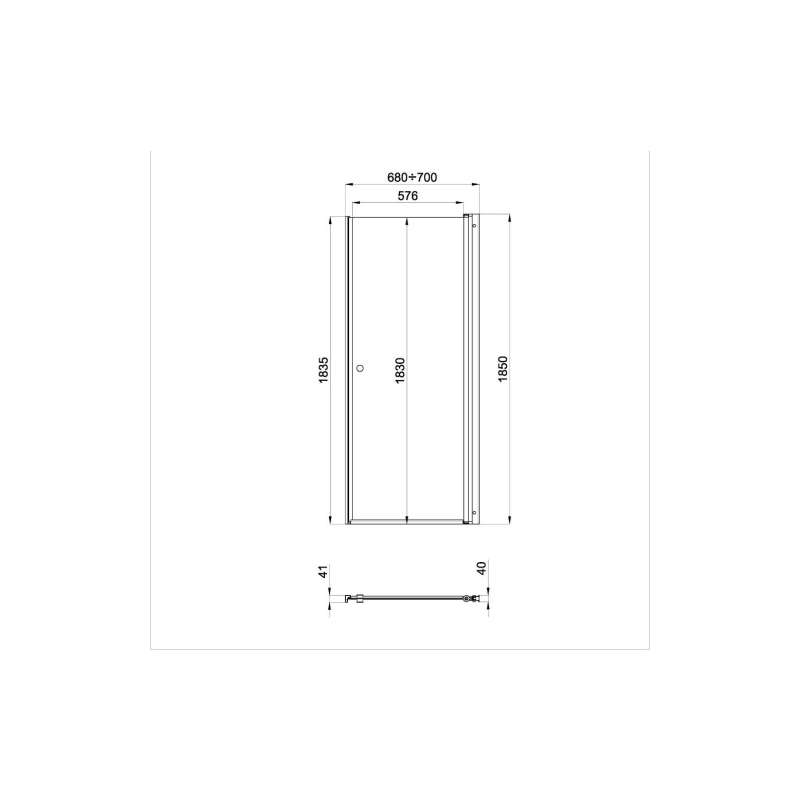 Душевая дверь Уно 70x185 см, прозрачное стекло, распашная, хром, Щ0000036860