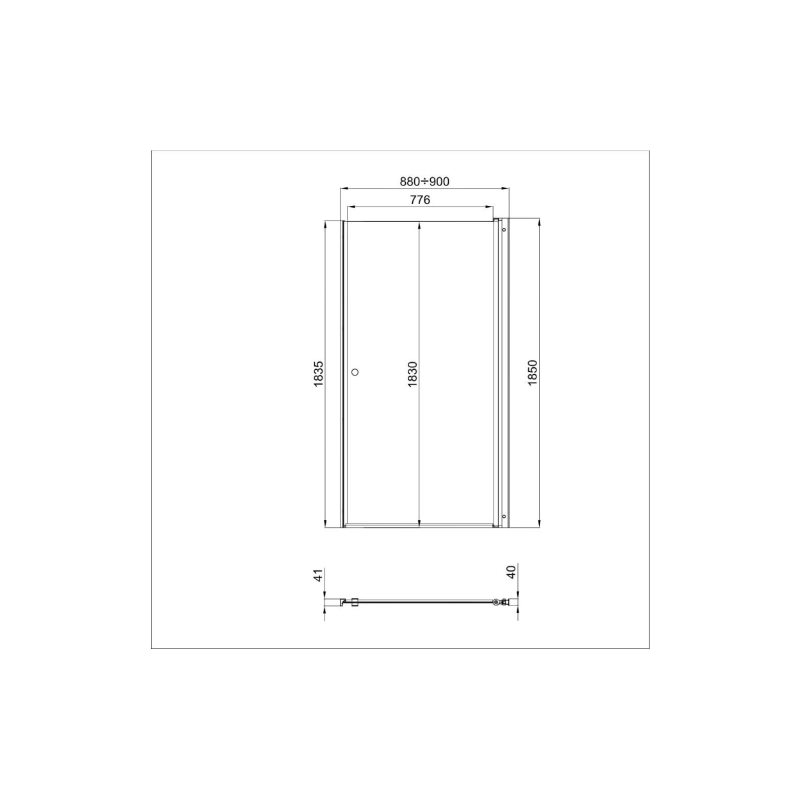 Душевая дверь Уно 90x185 см, прозрачное стекло, распашная, хром, Щ0000036858