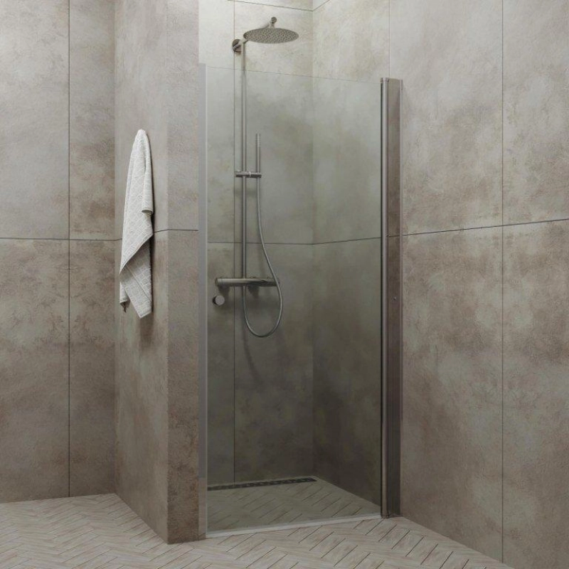 Душевая дверь Уно 90x185 см, прозрачное стекло, распашная, хром, Щ0000036858