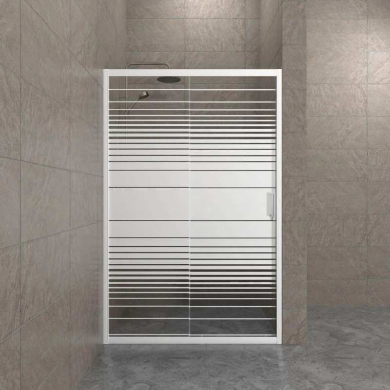 Душевая дверь Слайд 100x185 см, 1 дверь, стекло-полосы, сдвижная, хром, Щ0000064612