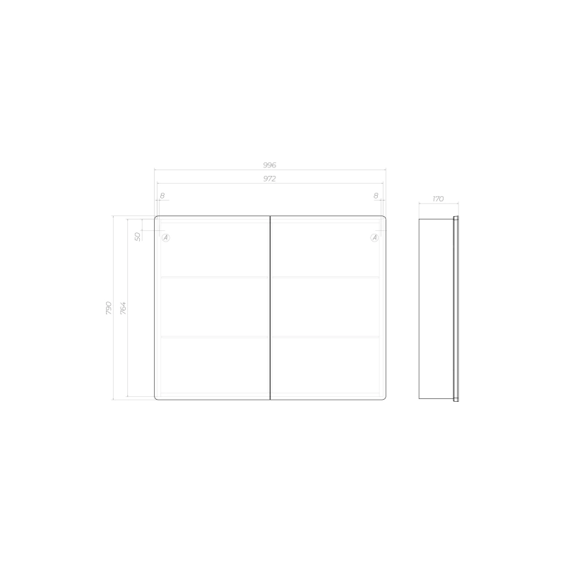 Зеркало-шкаф VIGO Geometry Classic 1000х790 (ШВ), подсветка, бесконт. вкл. (на взмах), 103781