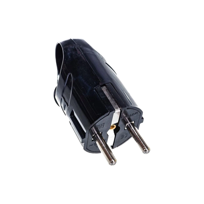 Вилка UNIVersal угловая с ушком с/з черн 16А 250В