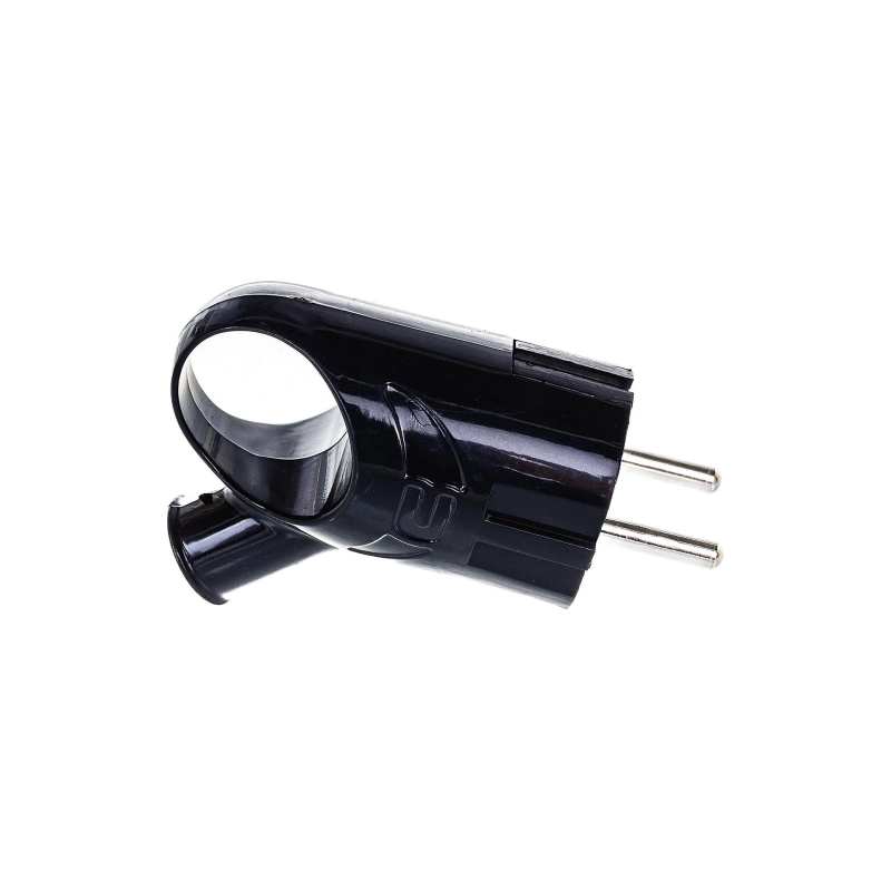 Вилка UNIVersal угловая с ушком с/з черн 16А 250В