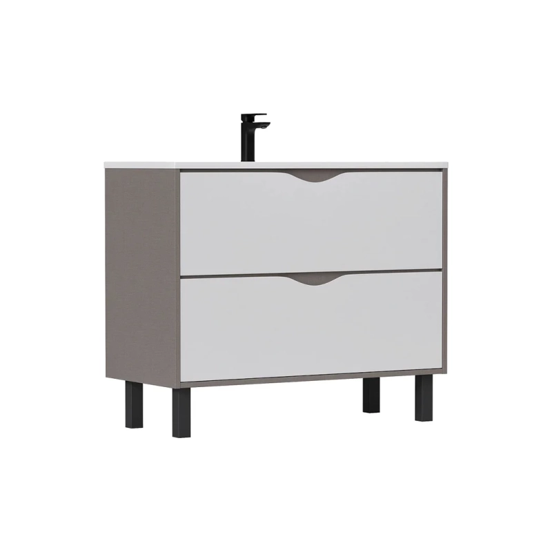 Тумба EQUIL Smile 100 96,6х79х44,6 см, напольная, под умыв. Modul 100, белый/лён антрацит, 104950