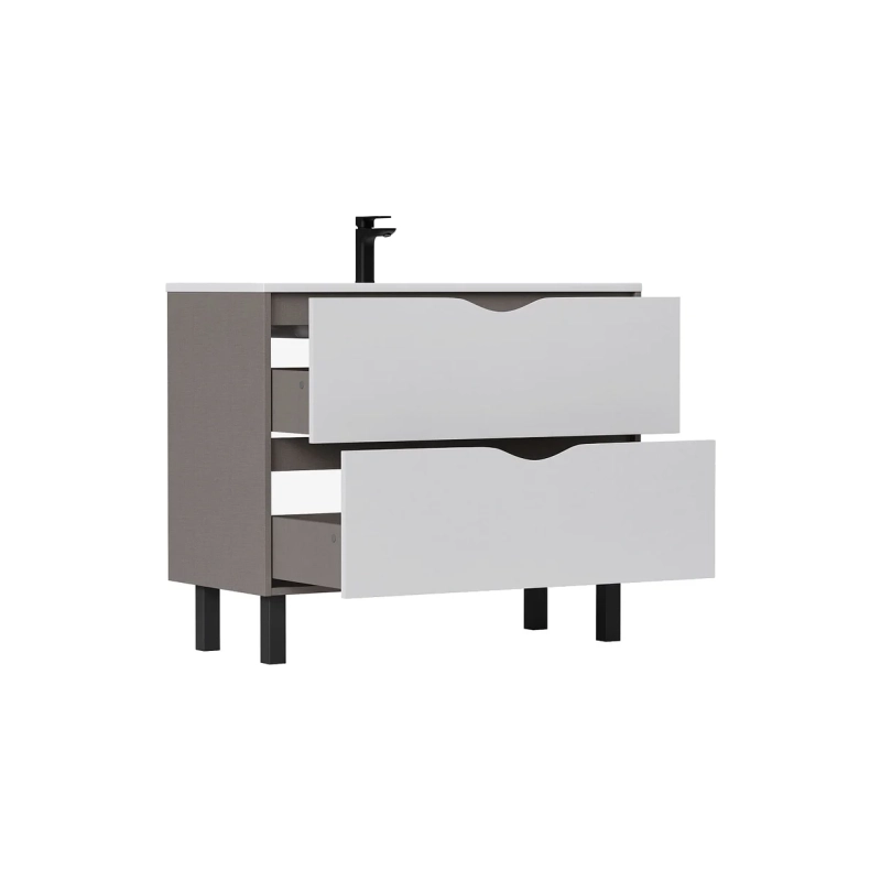 Тумба EQUIL Smile 100 96,6х79х44,6 см, напольная, под умыв. Modul 100, белый/лён антрацит, 104950