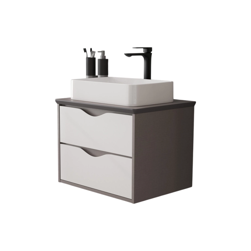 Тумба EQUIL Smile 60 60х45х47 см, подвесная, под столешницу, белый/лён антрацит, 103685