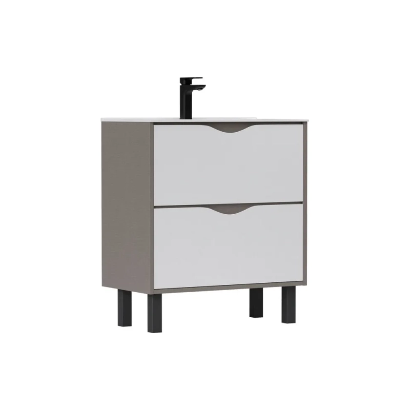 Тумба EQUIL Smile 70 70х79х38,8 см, напольная, под умыв. 2070, белый/лён антрацит, 103677