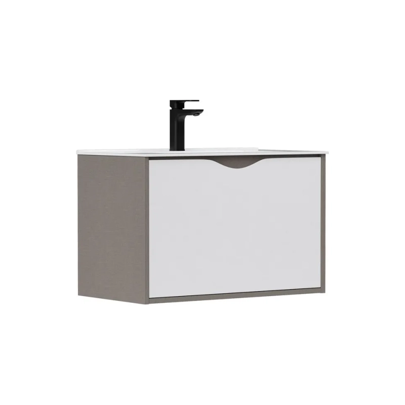 Тумба EQUIL Smile 70 70х45х38,8 см, подвесная, под умывальник 2070, белый/лён антрацит, 103686
