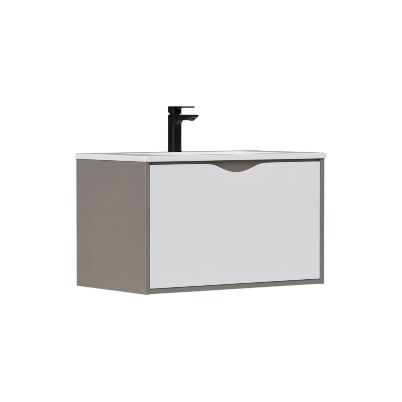 Тумба EQUIL Smile 80 71х47,5х45 см, подвесная, под умывальник Modul 80, белый/лён антрацит, 103687