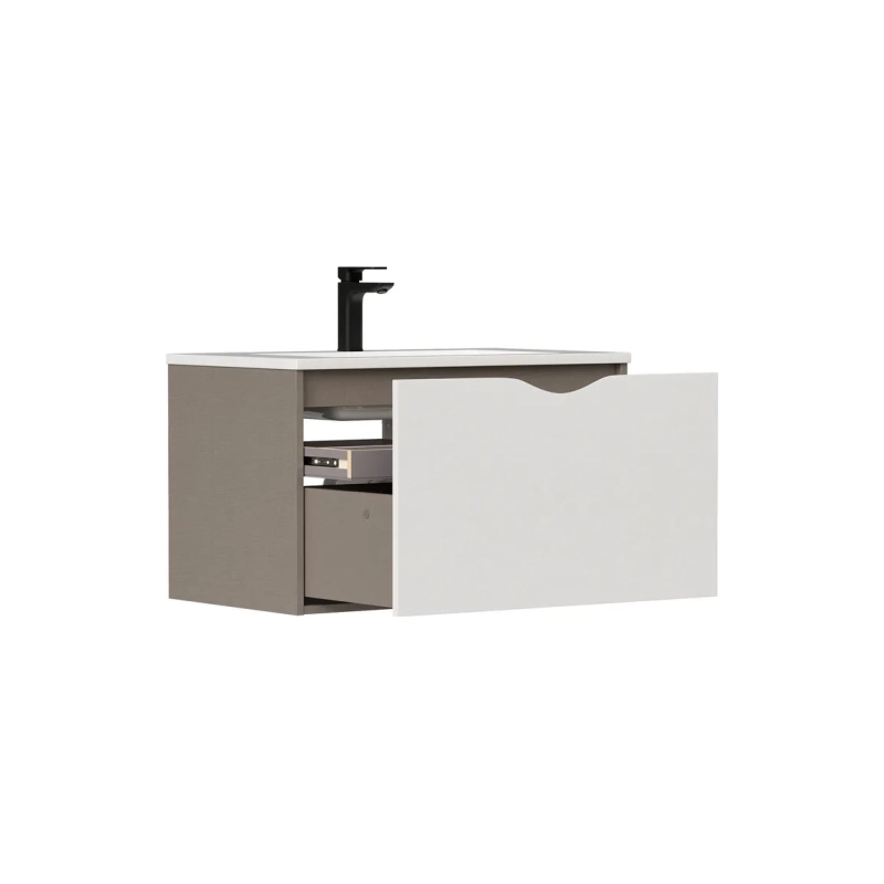 Тумба EQUIL Smile 80 80х45х47 см, подвесная, под раковину 78531, белый/лён антрацит, 103688