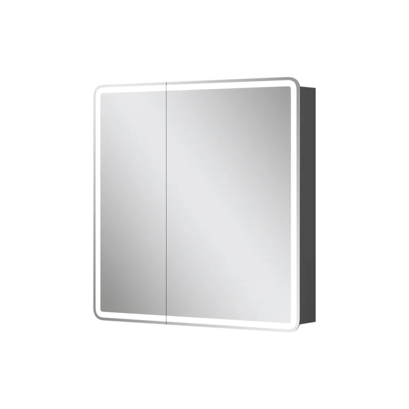 Зеркало-шкаф EQUIL Eltoro LED 80 800х800 (ШВ), подсветка, сенсор. выкл., черный матовый, 103691