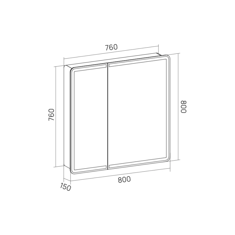 Зеркало-шкаф EQUIL Eltoro LED 80 800х800 (ШВ), подсветка, сенсор. выкл., черный матовый, 103691