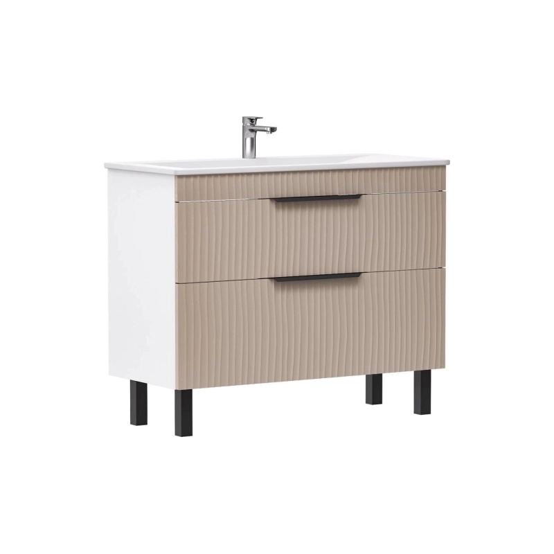 Тумба VOLNA Lotty 100 99,4х81х44 см, напольная, под умыв. Pulsus 100, белый/латте, 106325