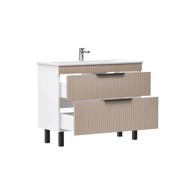 Тумба VOLNA Lotty 100 99,4х81х44 см, напольная, под умыв. Pulsus 100, белый/латте, 106325