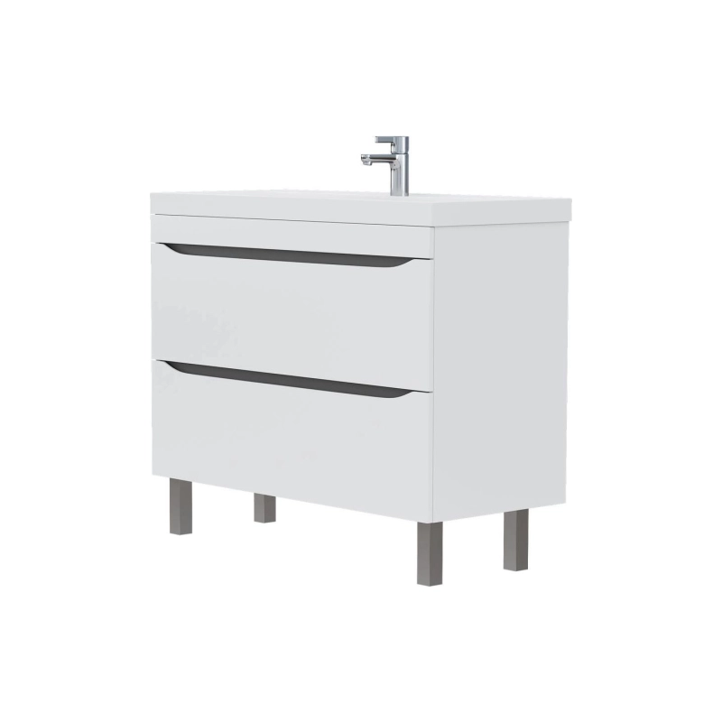 Тумба VOLNA Prime 100 100х66х45 см, напольная, под умыв. 78857 100, белый/темно-серый, 103554
