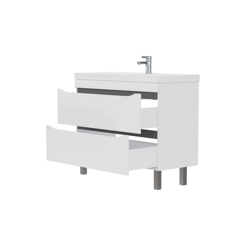 Тумба VOLNA Prime 100 100х66х45 см, напольная, под умыв. 78857 100, белый/темно-серый, 103554