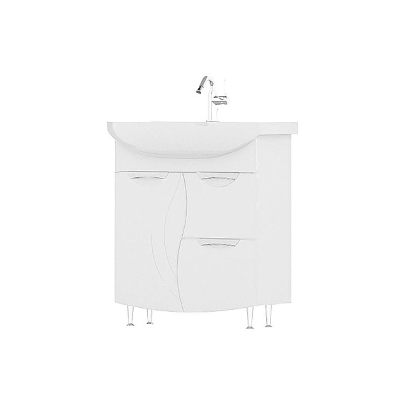 Тумба VOLNA Adel 70 66х80х31,6 см, напольная, 1д. 2я., под умыв. Балтика 70, белый глянец, 115416