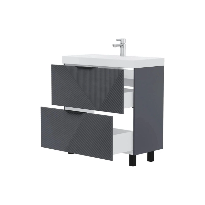 Тумба VOLNA Geometry 70 69,6х71х38,6 см, напольная, под умыв. 9696 70, графит, 108177