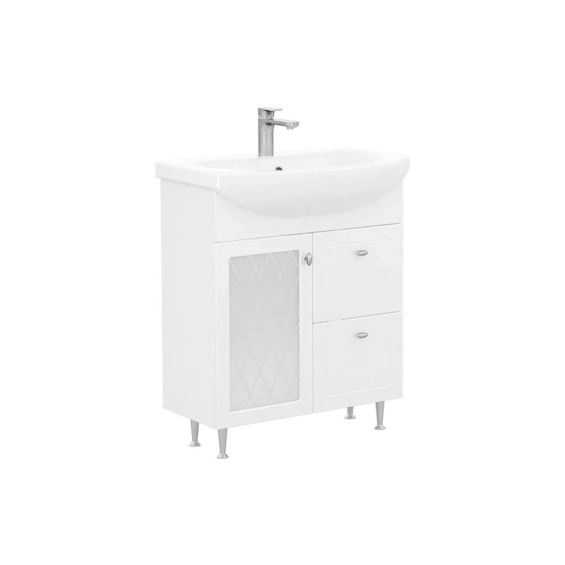 Тумба VOLNA Milena 70 66х80х31,6 см, напольная, 1д. 2я., под умыв. Балтика 70, белый глянец, 115902