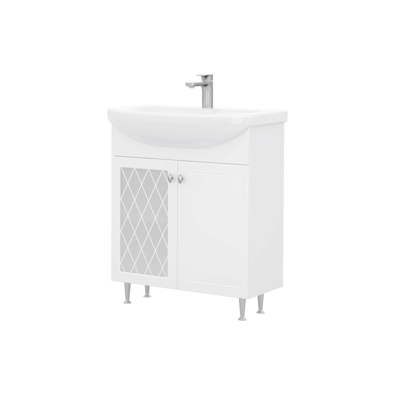 Тумба VOLNA Milena 70 66х80х31,6 см, напольная, 2д., под умыв. Балтика 70, белый глянец, 115903