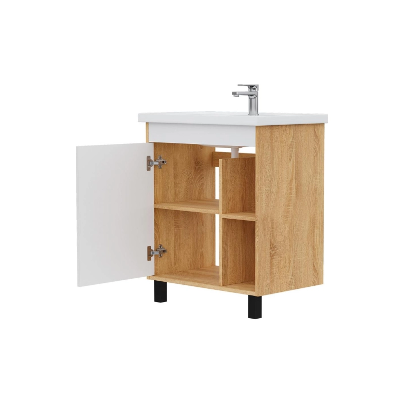 Тумба VOLNA Osmond 70 65,8х71х42,8 см, напольная, под умыв. Фостер 70, белый/дуб сонома, 106833