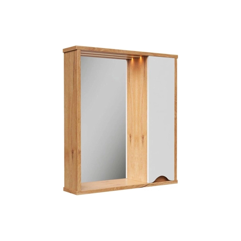 Зеркало-шкаф VOLNA Barney 70 700х700 (ШВ), левостороннее, белый/дуб сонома, 107026