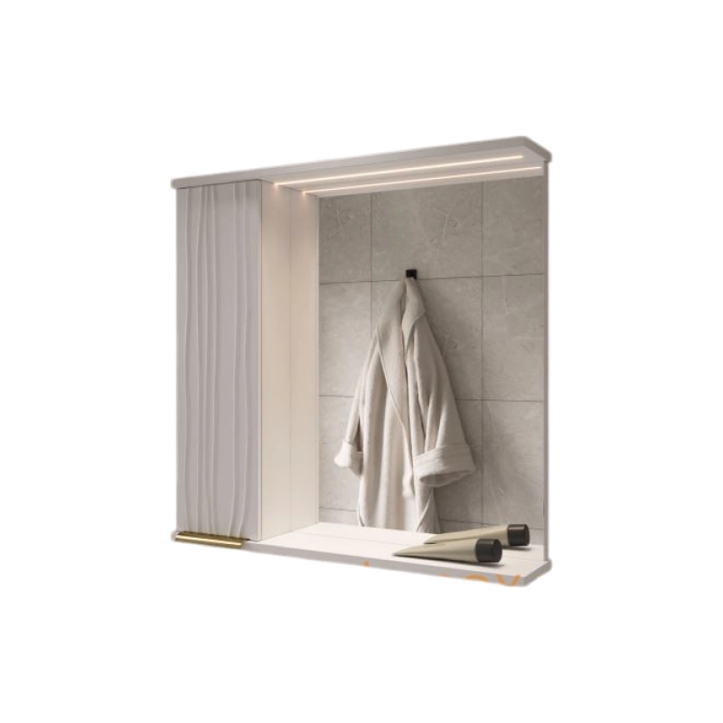 Зеркало-шкаф VOLNA LottyGold 70 700х700 (ШВ), левостороннее, белый/золото, 108170