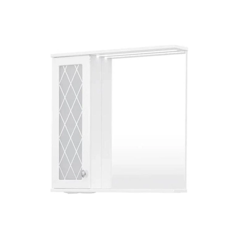 Зеркало-шкаф VOLNA Milena 70 700х700 (ШВ), левостороннее, белый/золото, 101036