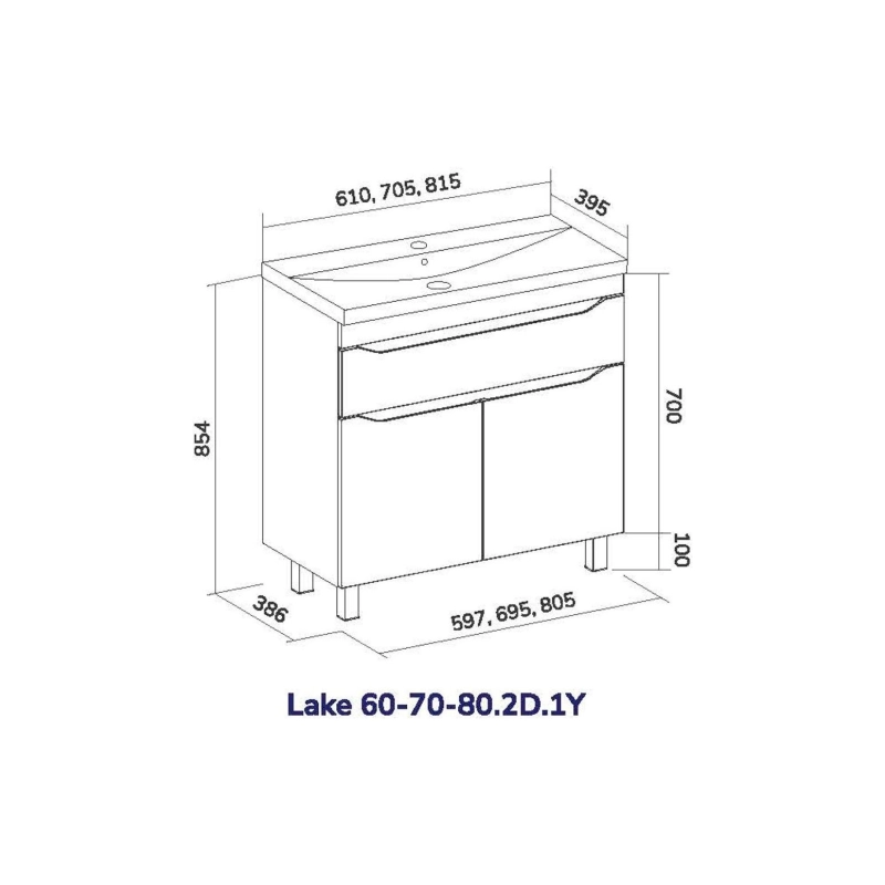 Тумба VOLNA Lake 80 80,5х80х38,6 см, напольная, под умыв. Lake 80, белый глянец, 115401