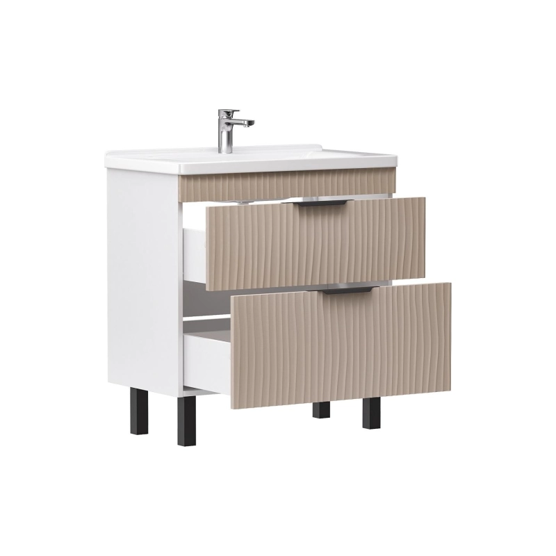 Тумба VOLNA Lotty 80 76,4х81х44 см, напольная, под умыв. Миранда 80, латте, 103555