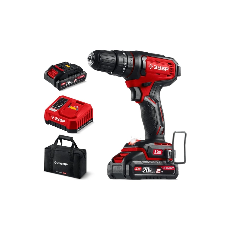 Дрель-шуруповерт ударная ЗУБР 20 В, 40 Н·м, 2 АКБ LMS (2 А·ч) сумка (ДШУ-40-22)