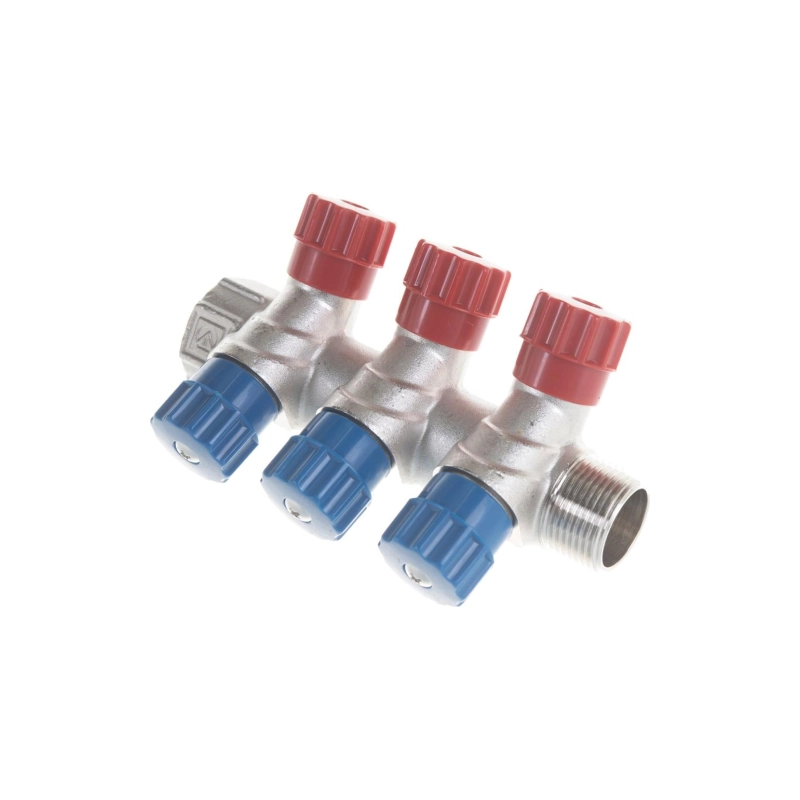 Коллектор с вентилем 3 выхода х3/4 х 1/2 НР VALTEC VTc.560.N.0503