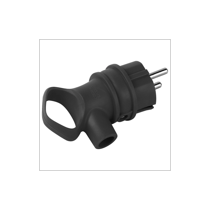 Вилка ЭРА угловая с кольцом с/з 16А Vx12-B, черн.