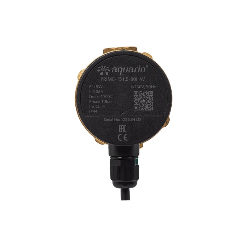 Насос циркуляционный AQUARIO PRIME-151.5-80HW для ГВС (0,005кВт,15л/мин,Hmax=1,5м), 89975