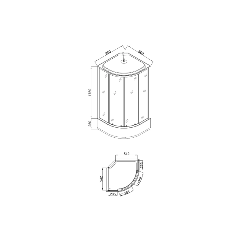 Душ.кабина 80*80*215см средн. поддон (CS-6680-25 K)