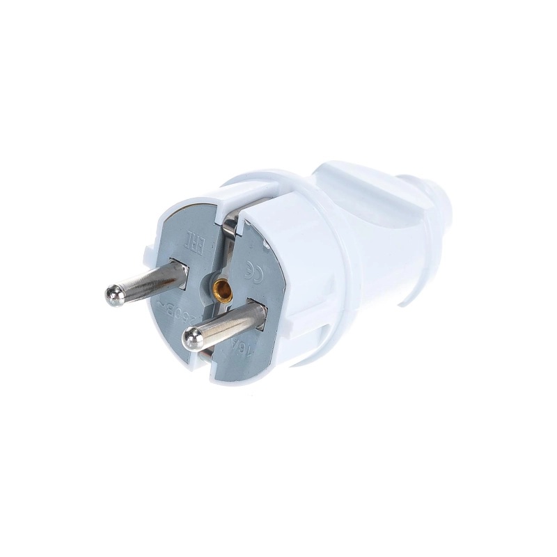 Вилка UNIVersal прямая с/з белая 16А 250В