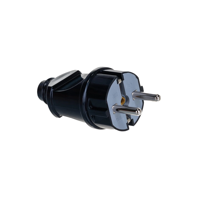 Вилка UNIVersal прямая с/з черная 16А 250В