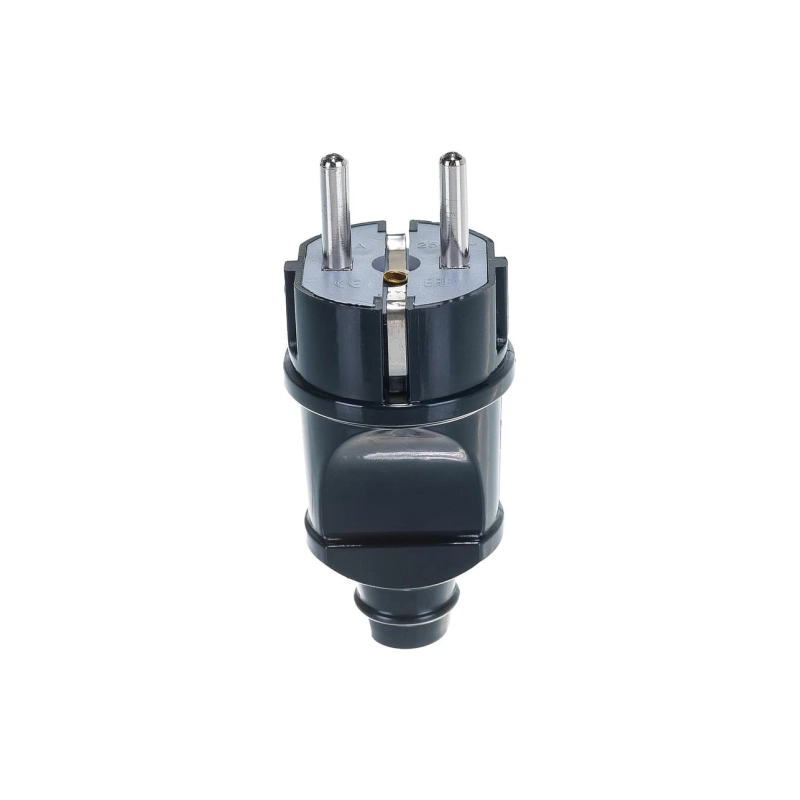 Вилка UNIVersal прямая с/з черная 16А 250В