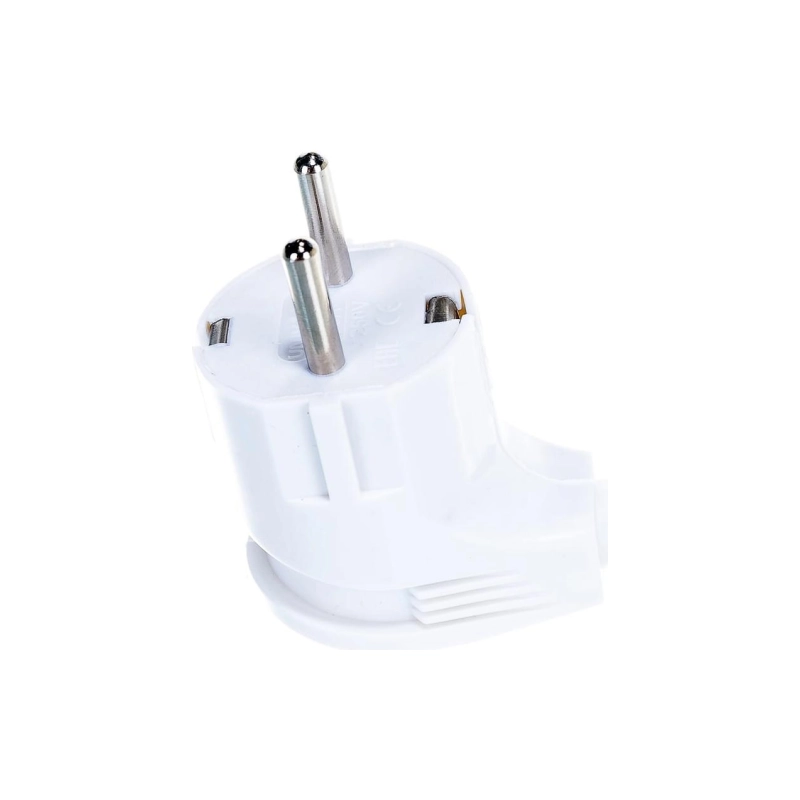 Вилка UNIVersal угловая с/з белая 16А 250В