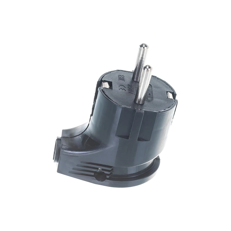 Вилка UNIVersal угловая с/з черная 16А 250В