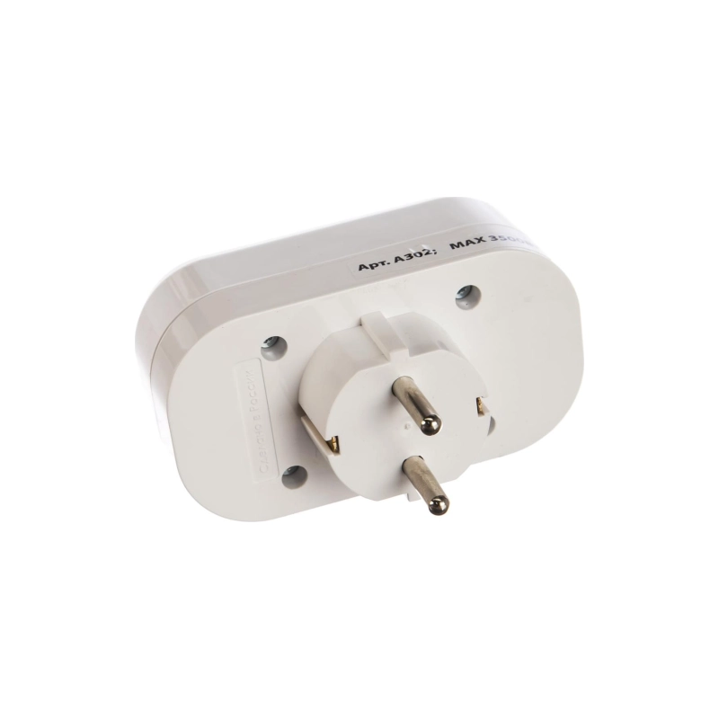 Разветвитель UNIVersal 2гн. с/з плоский белый 16А 250В