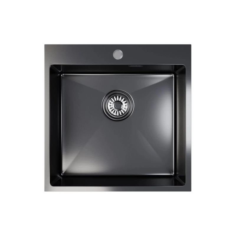 Мойка настол. монтаж 50*50 (2,0) вып 3 1/2 20см с сифоном (черный графит) Mixline PRO