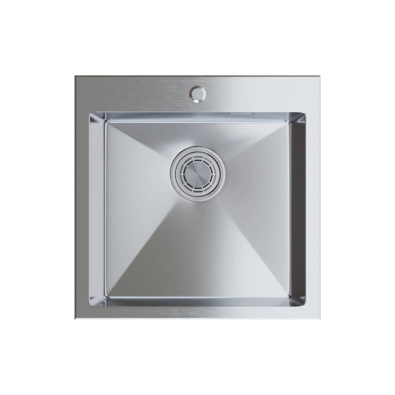 Мойка настол. монтаж 50*50 (3,0) вып 3 1/2 20см с сифоном (сатин) Mixline PRO с Фаской