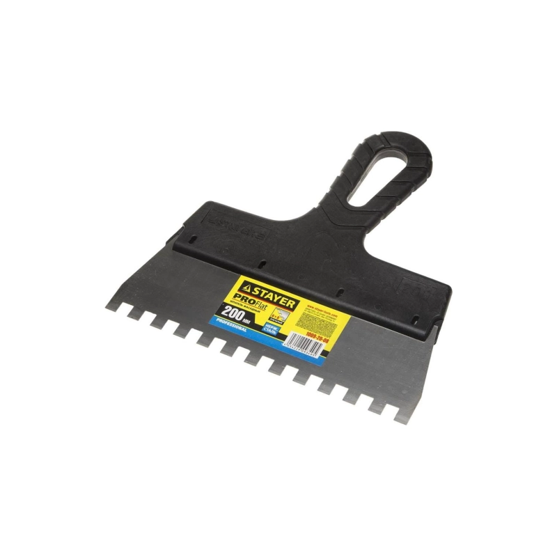 Шпатель нерж зубчатый 200 мм, зуб 8х8мм STAYER PROFlat (1009-20-08)