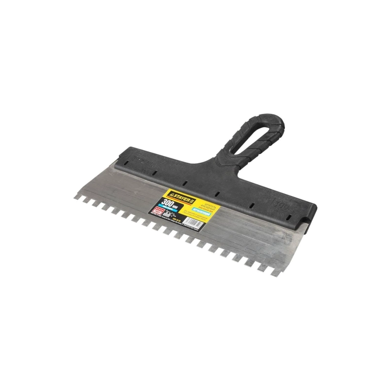 Шпатель нерж зубчатый 300 мм, зуб 8х8мм STAYER PROFlat (1009-30-08)